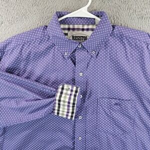 Resistol Ranch Mens XL Purple Geometric Western Button Down Shirt Long Sleeve